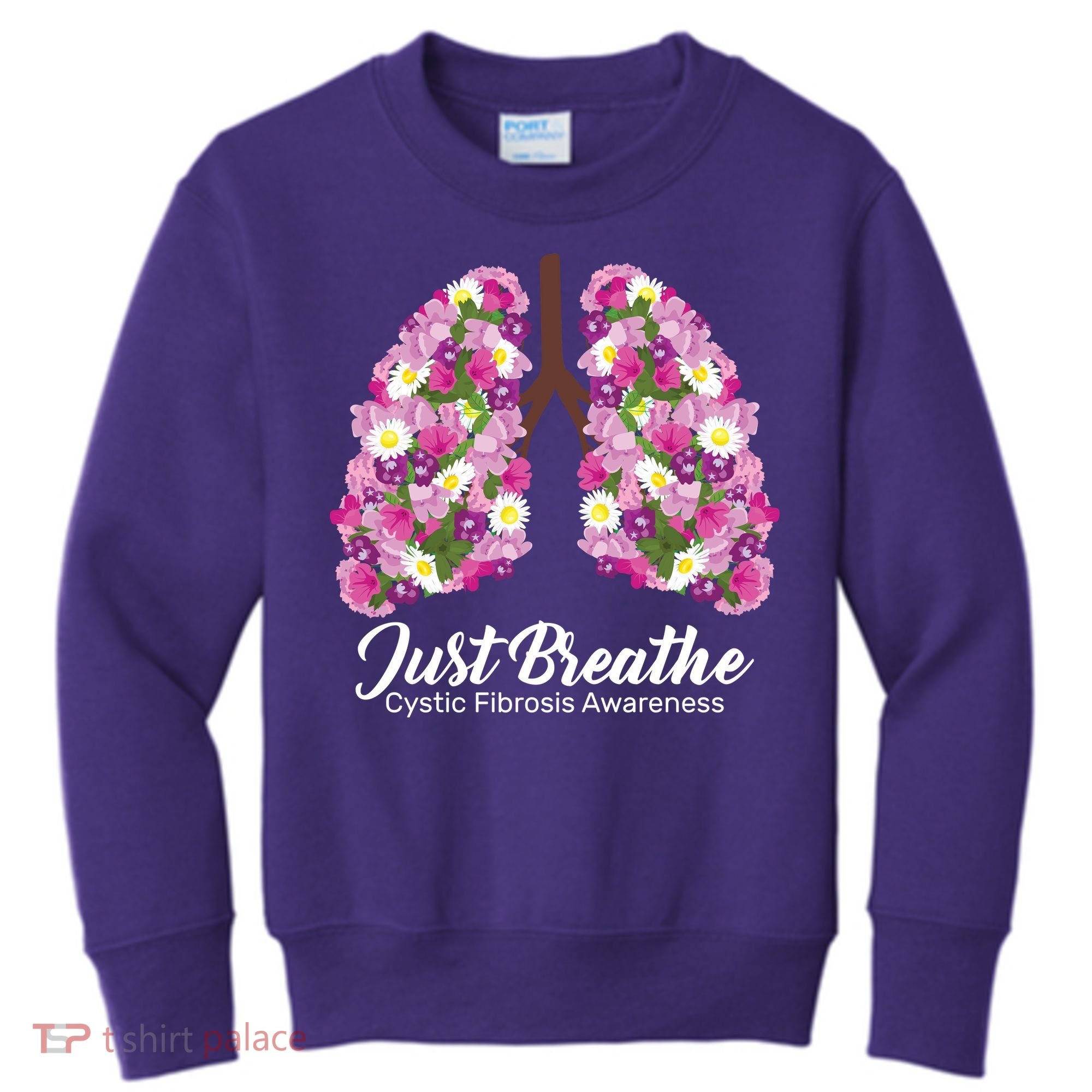 Just Breathe Cystic Fibrosis Awareness Kids Sweatshirt