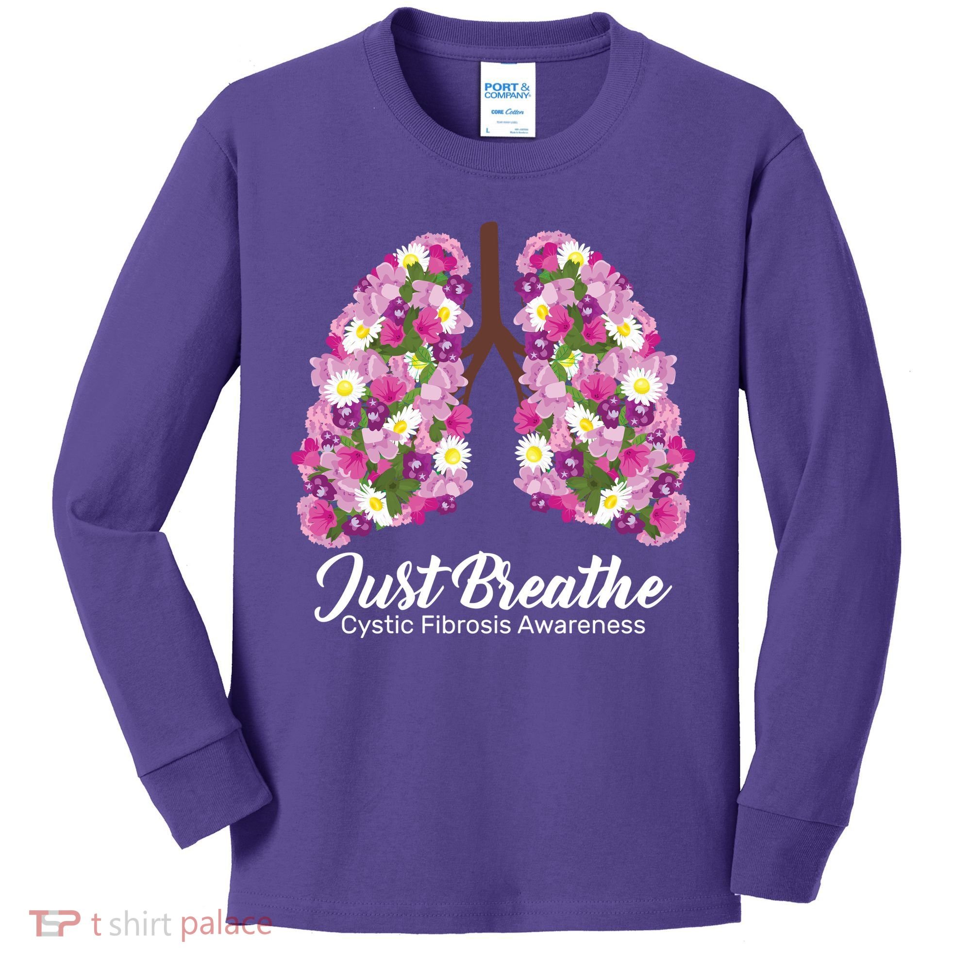 Just Breathe Cystic Fibrosis Awareness Kids Long Sleeve Shirt