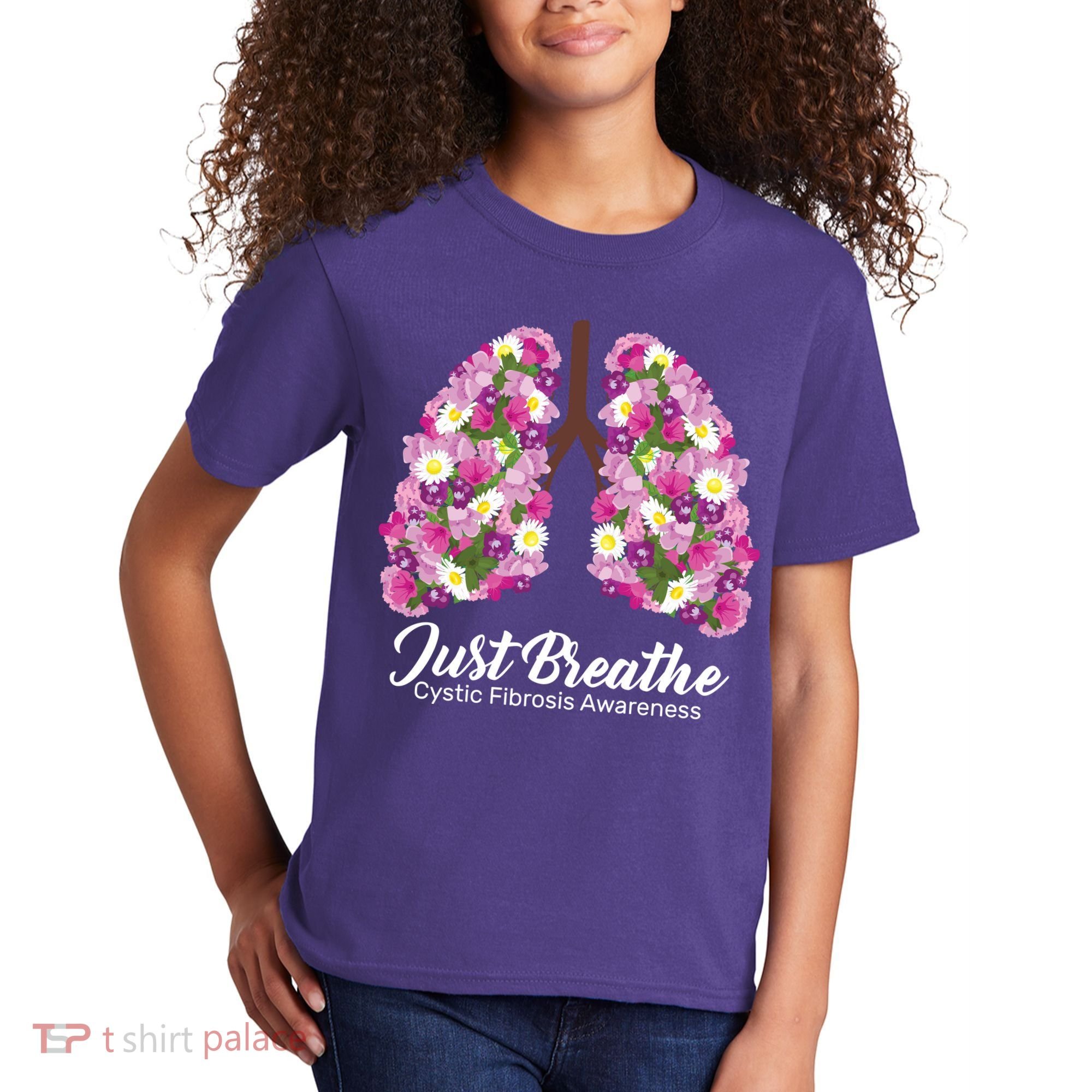 Just Breathe Cystic Fibrosis Awareness Kids T-Shirt