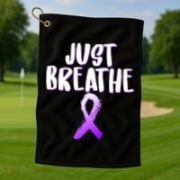 Just Breathe Cystic Fibrosis Cancer Golf Towel thumb 1