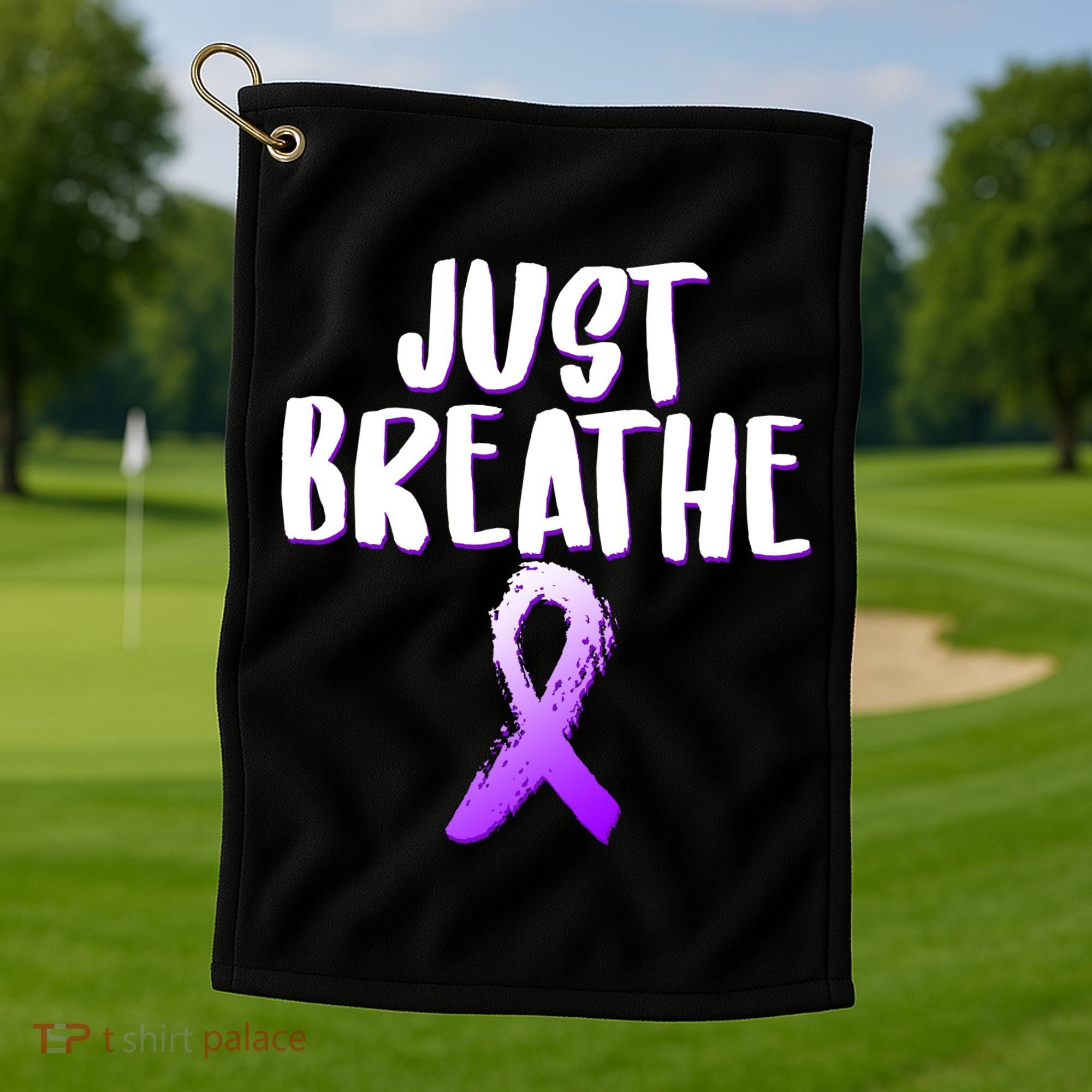 Just Breathe Cystic Fibrosis Cancer Golf Towel