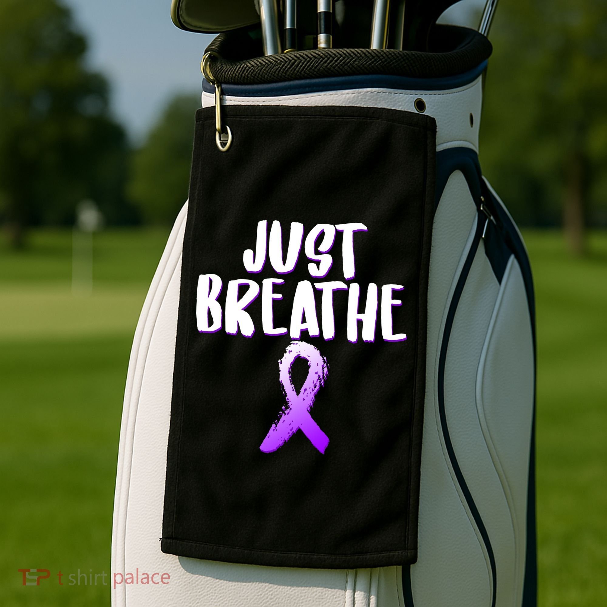 Just Breathe Cystic Fibrosis Cancer Golf Towel
