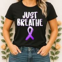 Just Breathe Cystic Fibrosis Cancer Women's T-Shirt thumb 2