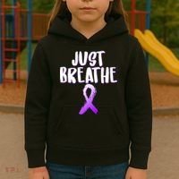 Just Breathe Cystic Fibrosis Cancer Kids Hoodie thumb 3