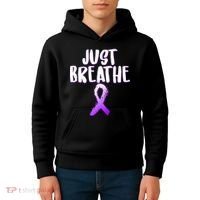 Just Breathe Cystic Fibrosis Cancer Kids Hoodie thumb 4