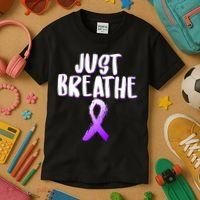 Just Breathe Cystic Fibrosis Cancer Kids T-Shirt thumb 3