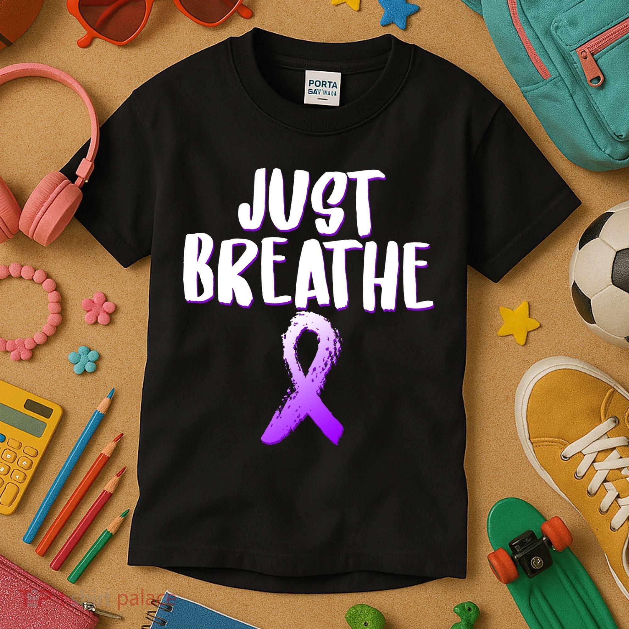 Just Breathe Cystic Fibrosis Cancer Kids T-Shirt