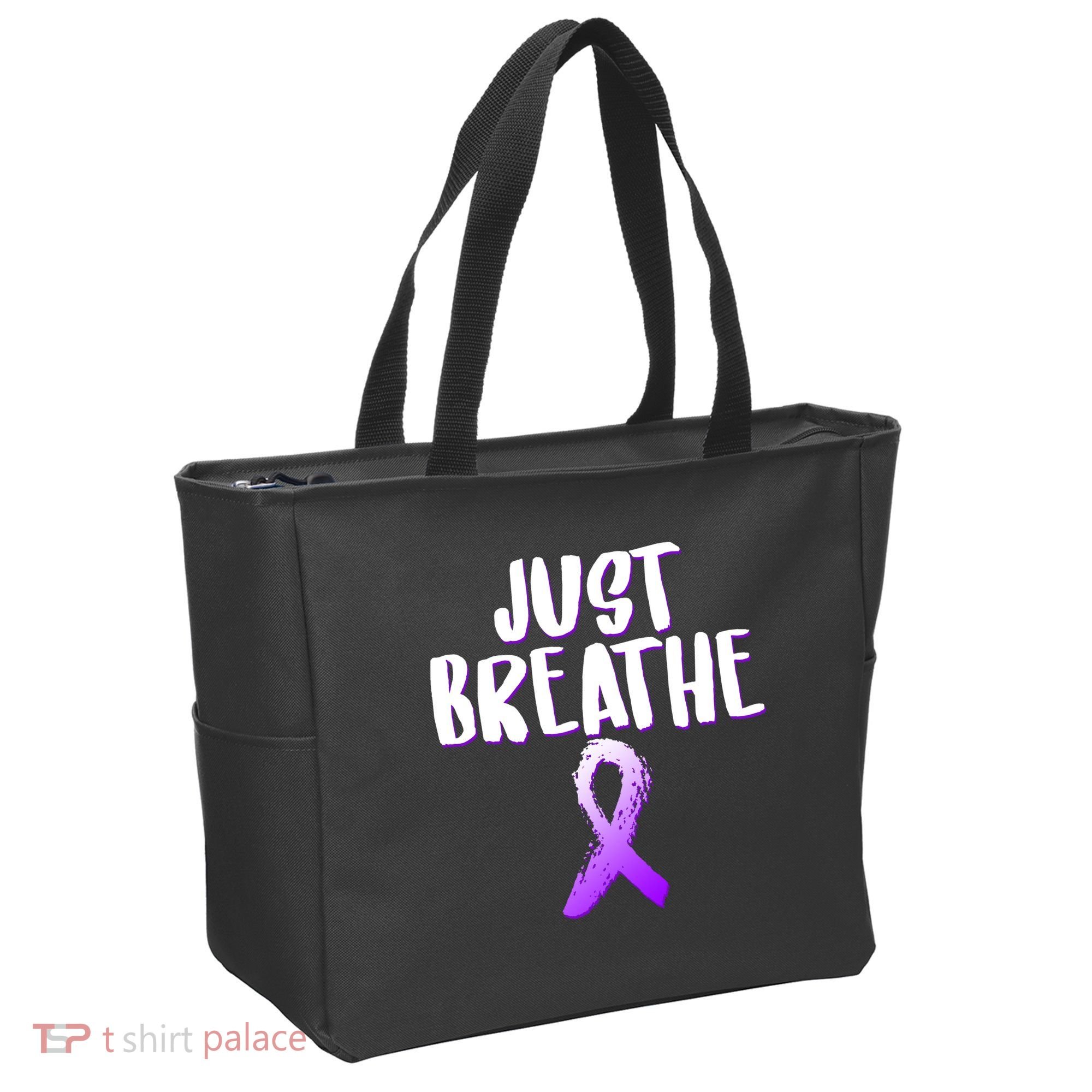 Just Breathe Cystic Fibrosis Cancer Tote Bag