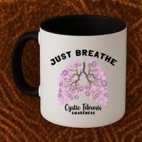 Just Breathe Cystic Fibrosis Lung Flowers Coffee Mug thumb 2