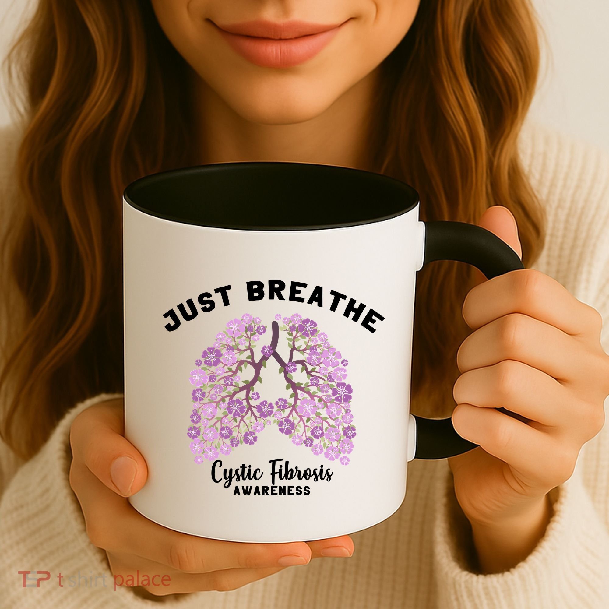 Just Breathe Cystic Fibrosis Lung Flowers Coffee Mug