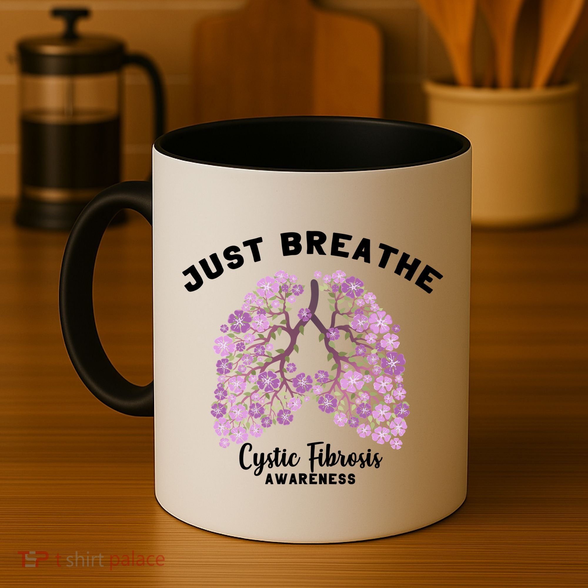 Just Breathe Cystic Fibrosis Lung Flowers Coffee Mug