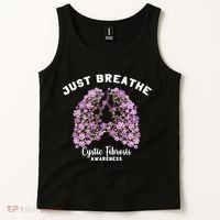 Just Breathe Cystic Fibrosis Lung Flowers Tank Top thumb 2