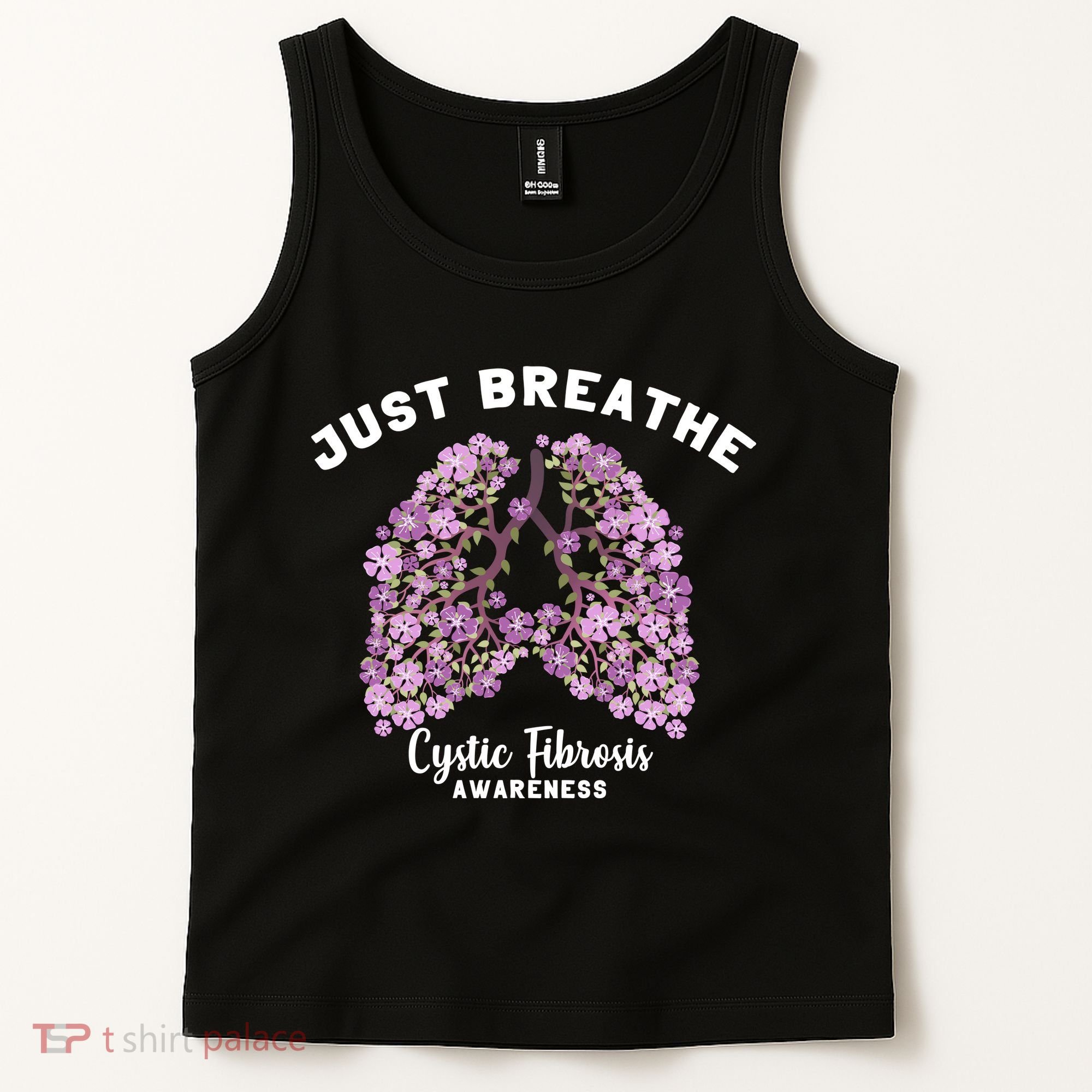 Just Breathe Cystic Fibrosis Lung Flowers Tank Top