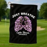 Just Breathe Cystic Fibrosis Lung Flowers Golf Towel thumb 1
