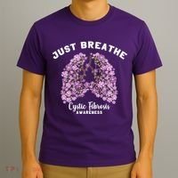 Just Breathe Cystic Fibrosis Lung Flowers T-Shirt thumb 3