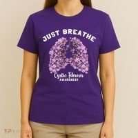 Just Breathe Cystic Fibrosis Lung Flowers T-Shirt thumb 4