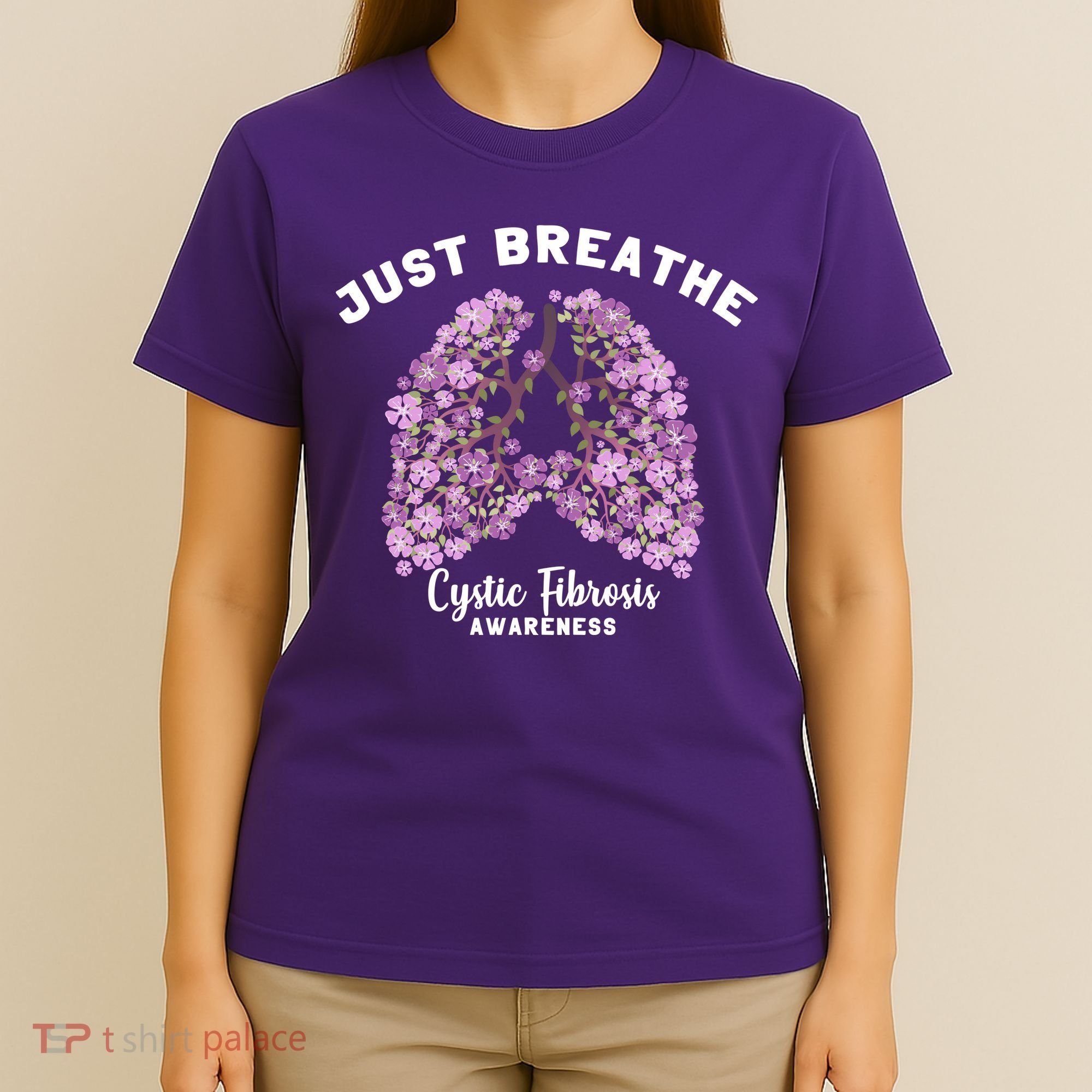 Just Breathe Cystic Fibrosis Lung Flowers T-Shirt