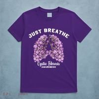 Just Breathe Cystic Fibrosis Lung Flowers T-Shirt thumb 5