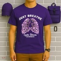 Just Breathe Cystic Fibrosis Lung Flowers T-Shirt thumb 6