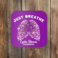 Just Breathe Cystic Fibrosis Lung Flowers Coaster thumb 0