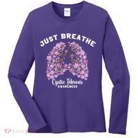 Just Breathe Cystic Fibrosis Lung Flowers Women's Long Sleeve Shirt thumb 0