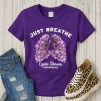 Just Breathe Cystic Fibrosis Lung Flowers Women's T-Shirt thumb 3