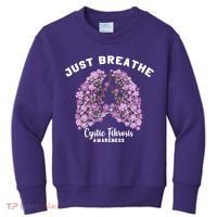 Just Breathe Cystic Fibrosis Lung Flowers Kids Sweatshirt thumb 0