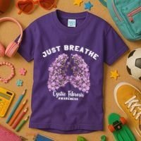 Just Breathe Cystic Fibrosis Lung Flowers Kids T-Shirt thumb 3