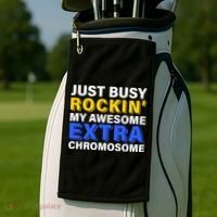 Just Busy Rockin My Awesome Extra Chromosome Golf Towel thumb 2