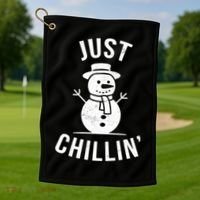 Just Chillin Snowman Golf Towel thumb 1