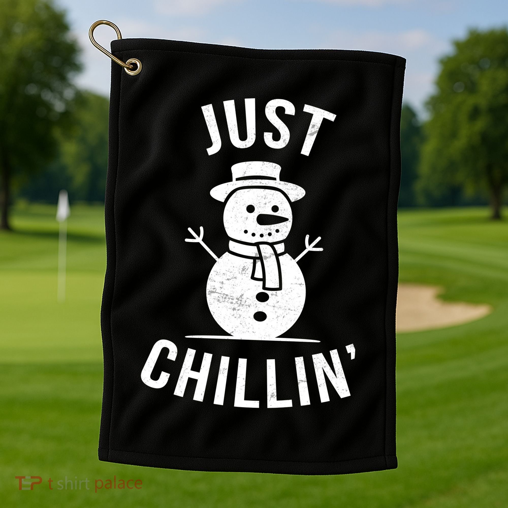 Just Chillin Snowman Golf Towel