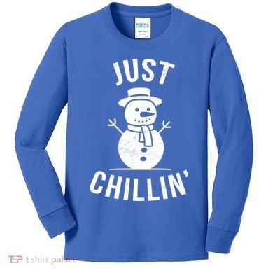 Just Chillin Snowman Kids Long Sleeve Shirt