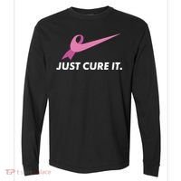 Just Cure It Breast Cancer Awareness Comfort Colors Heavyweight Long Sleeve T-Shirt thumb 0