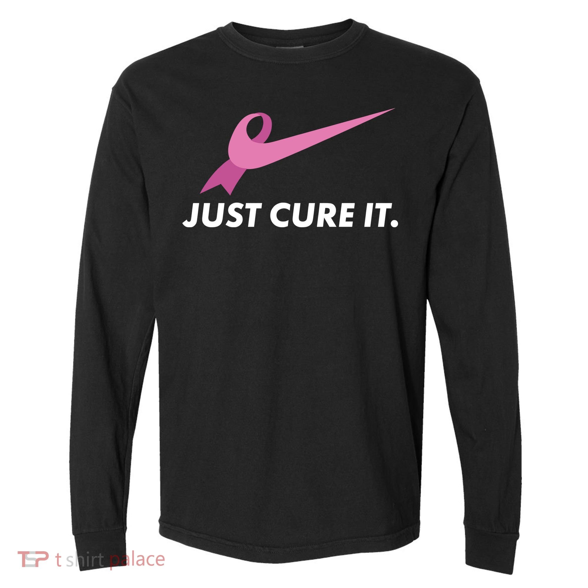 Just Cure It Breast Cancer Awareness Comfort Colors Heavyweight Long Sleeve T-Shirt