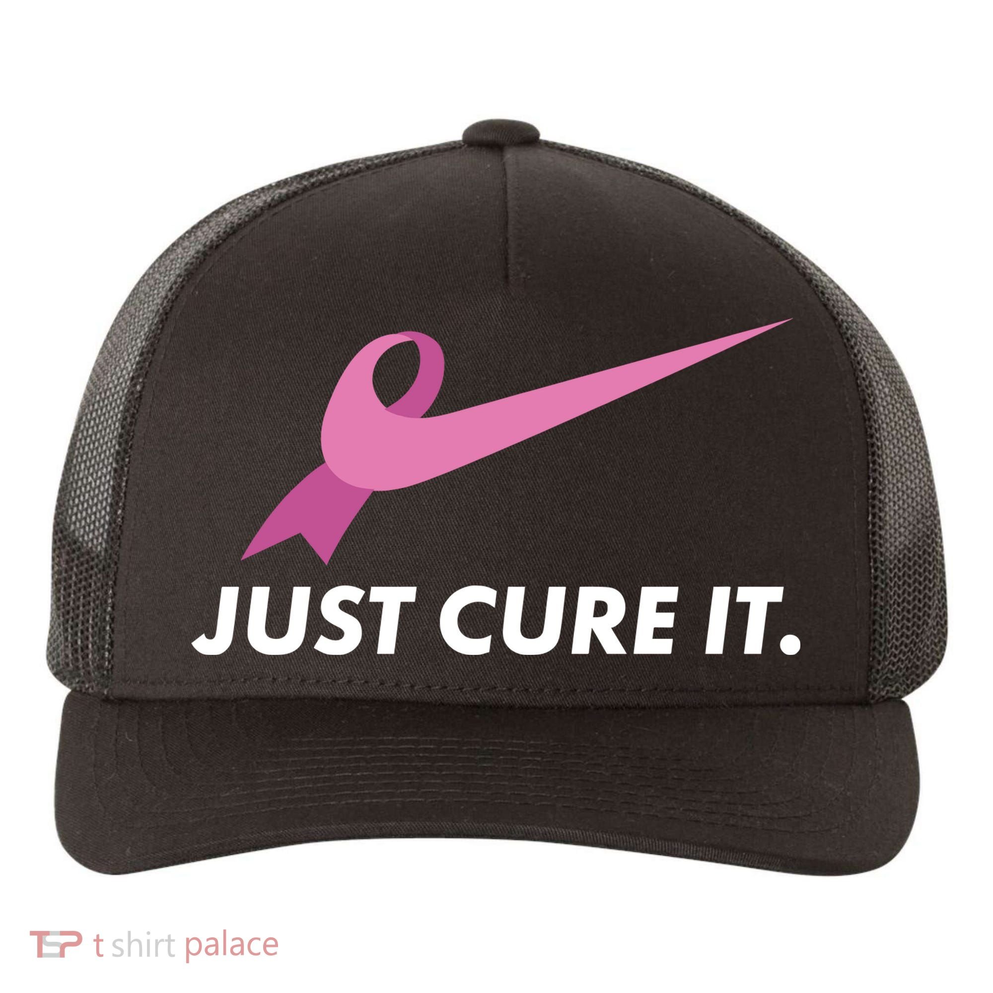 Just Cure It Breast Cancer Awareness Yupoong Adult 5-Panel Trucker Hat