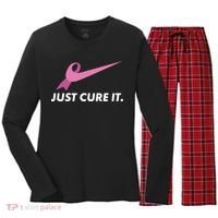 Just Cure It Breast Cancer Awareness Women's Long Sleeve Flannel Pajama Set  thumb 0