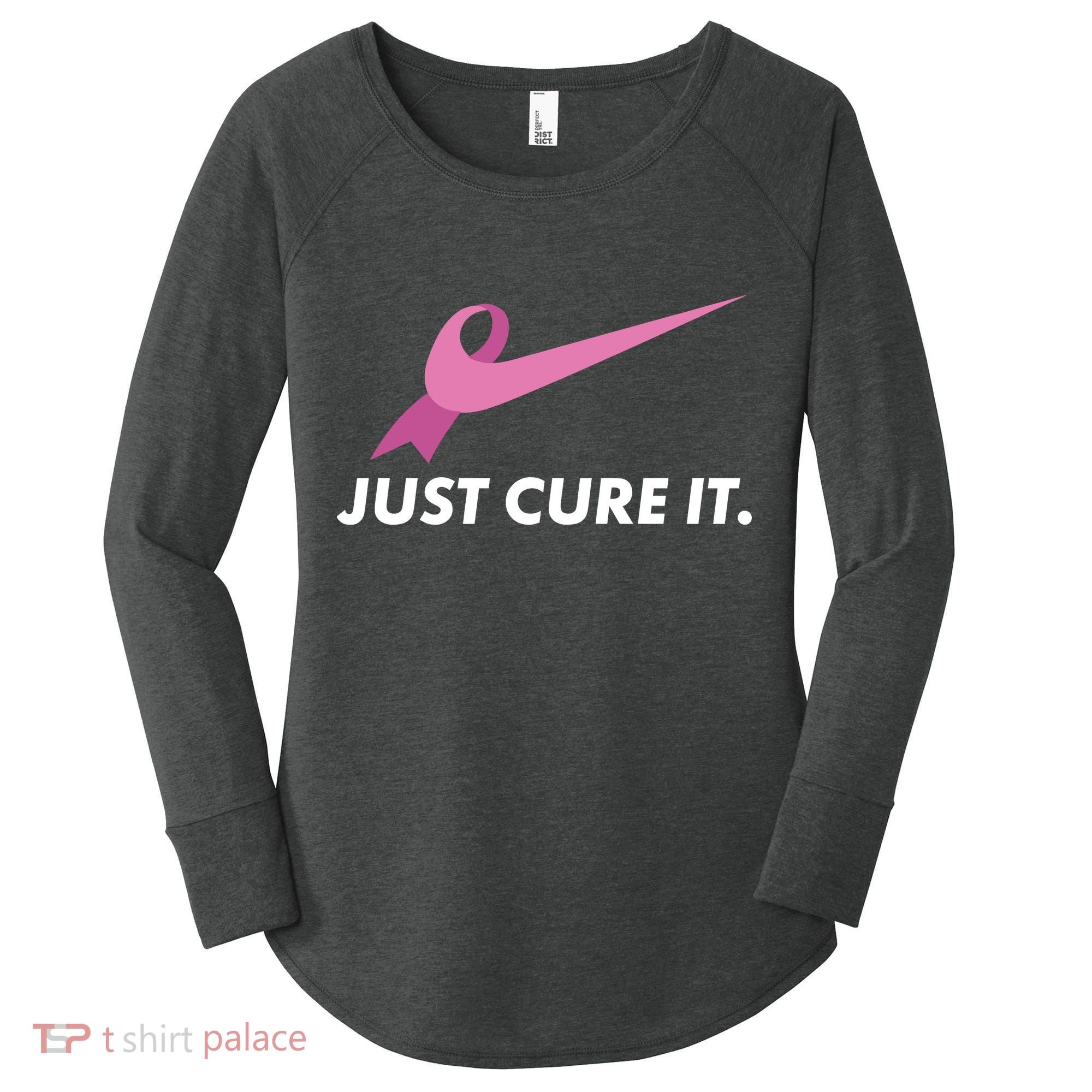 Just Cure It Breast Cancer Awareness Women's Perfect Tri Tunic Long Sleeve Shirt
