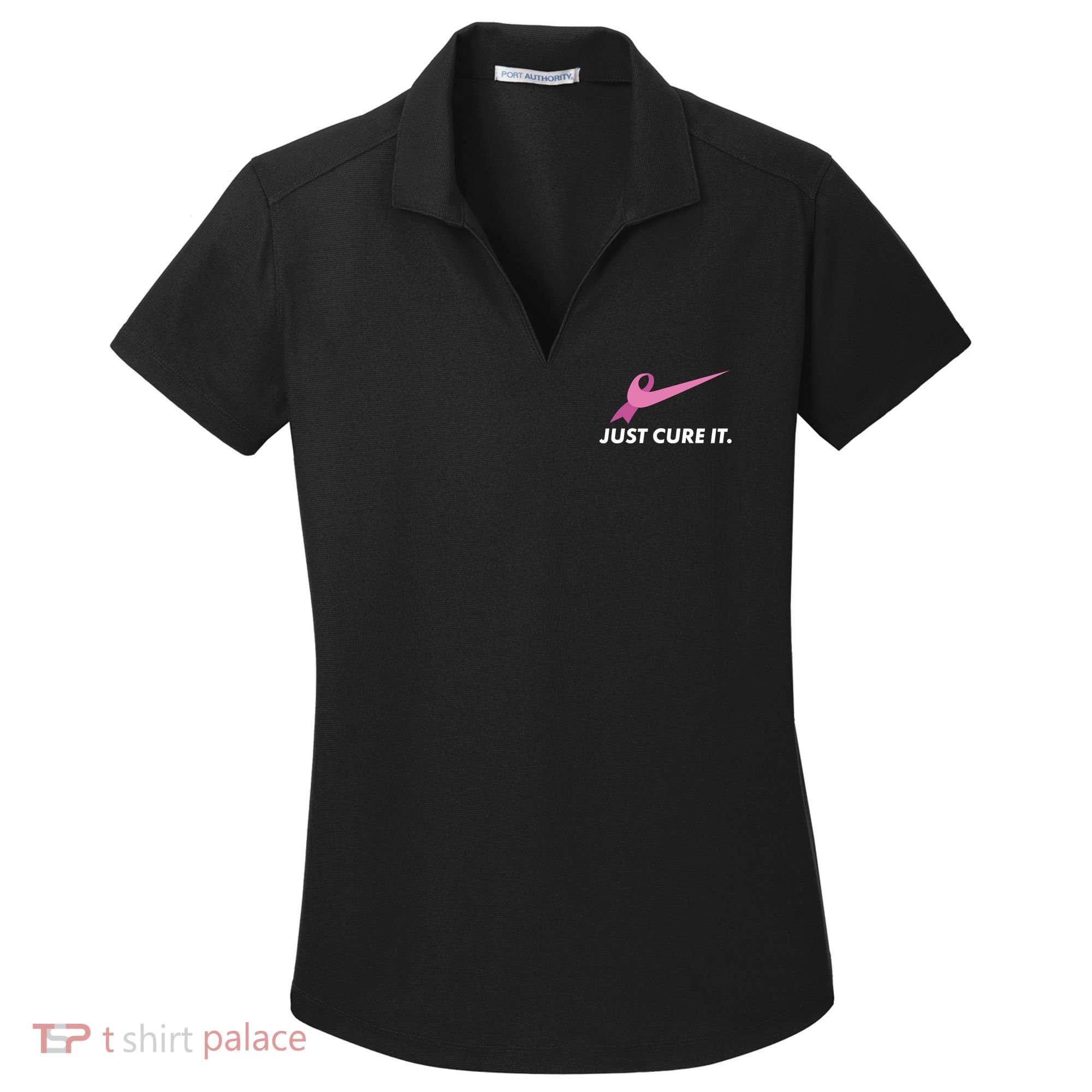 Just Cure It Breast Cancer Awareness Women's Dry Zone Grid Polo