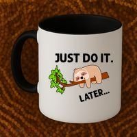Just Do It Later Funny Lazy Sloth Coffee Mug thumb 2