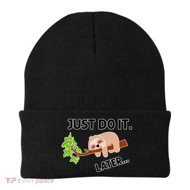 Just Do It Later Funny Lazy Sloth Beanie