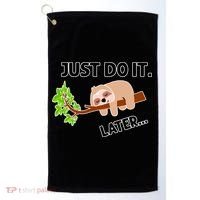 Just Do It Later Funny Lazy Sloth Golf Towel thumb 0