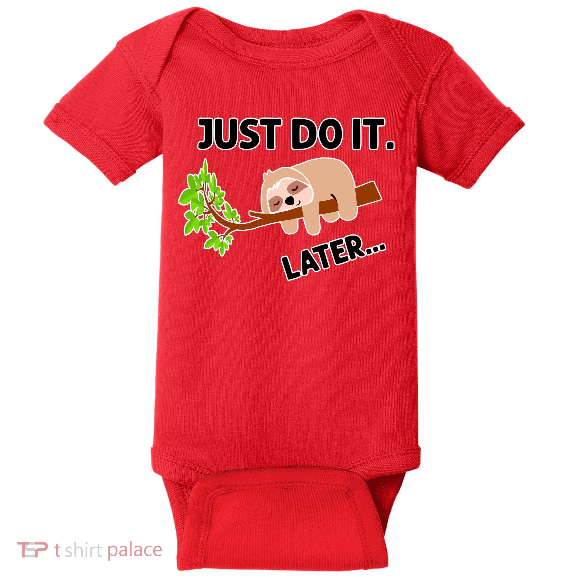 Just Do It Later Funny Lazy Sloth Baby Bodysuit