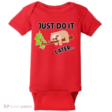Just Do It Later Funny Lazy Sloth Baby Bodysuit
