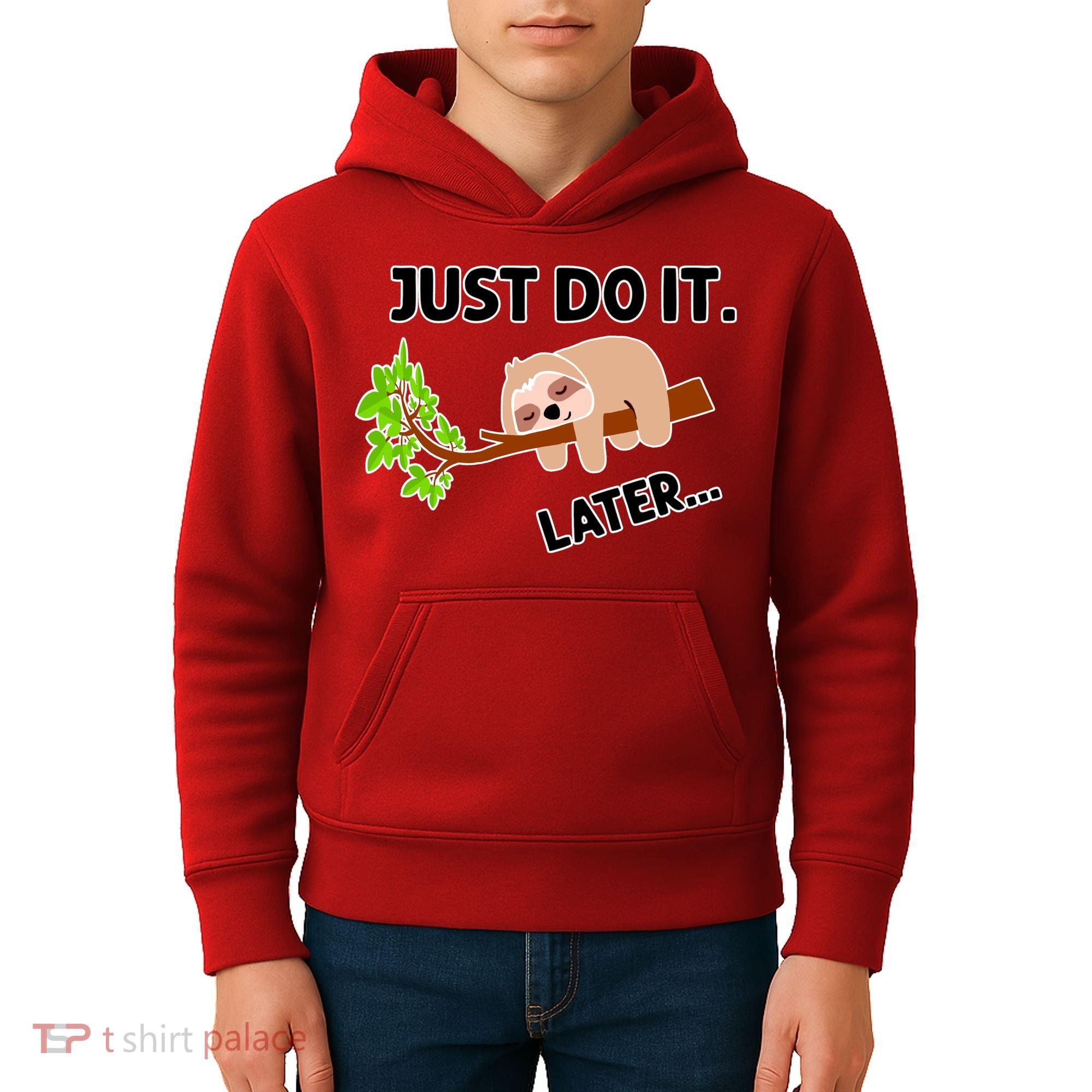Just Do It Later Funny Lazy Sloth Kids Hoodie