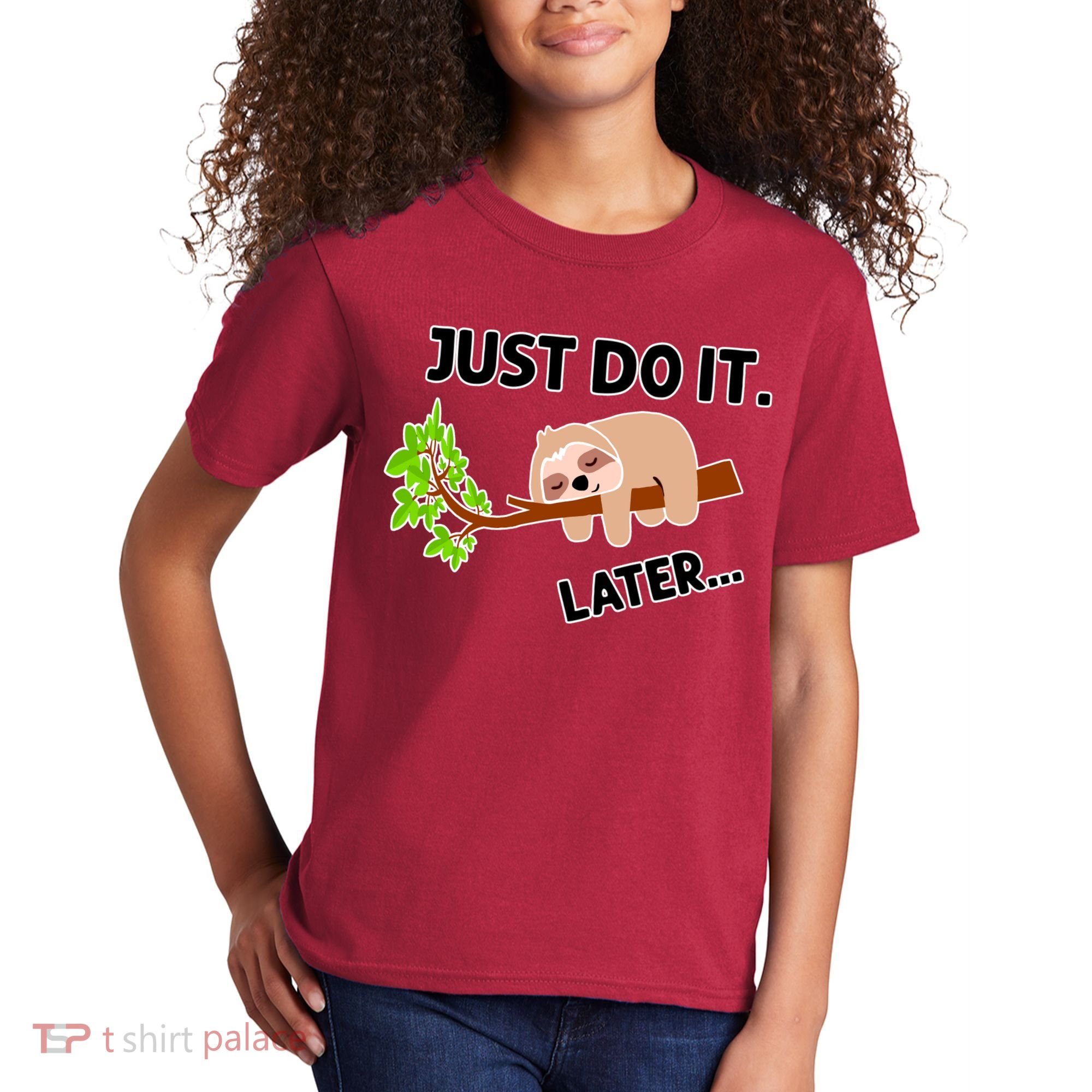 Just Do It Later Funny Lazy Sloth Kids T-Shirt