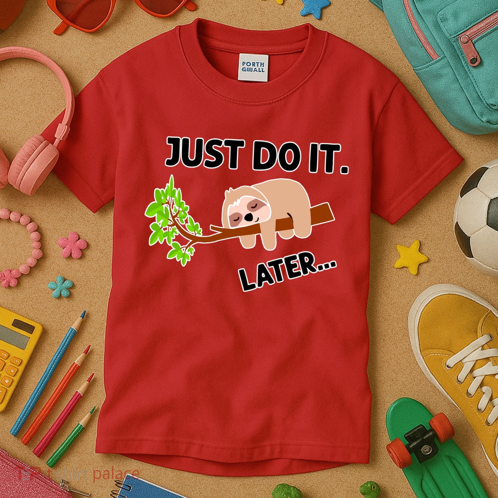 Just Do It Later Funny Lazy Sloth Kids T-Shirt