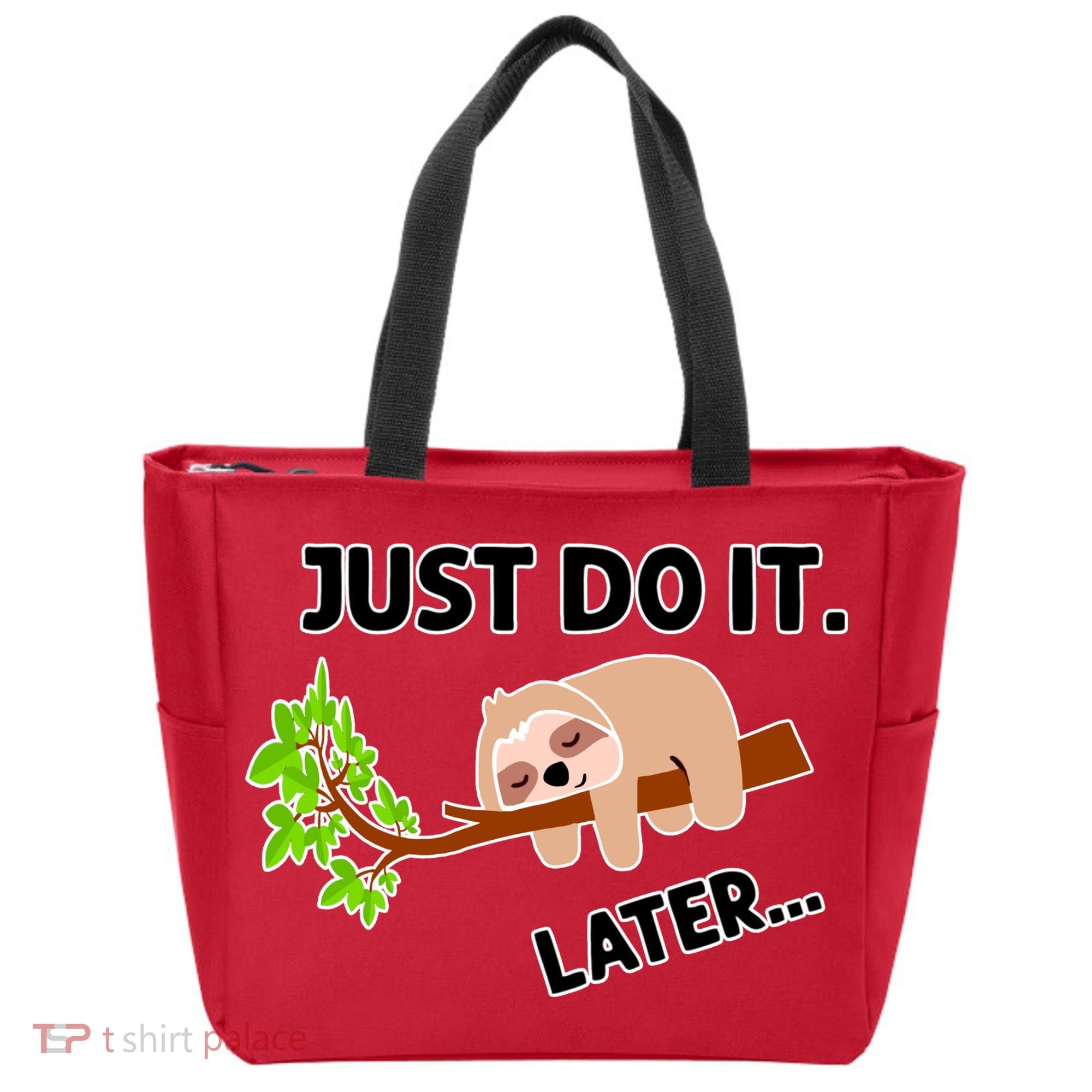 Just Do It Later Funny Lazy Sloth Tote Bag