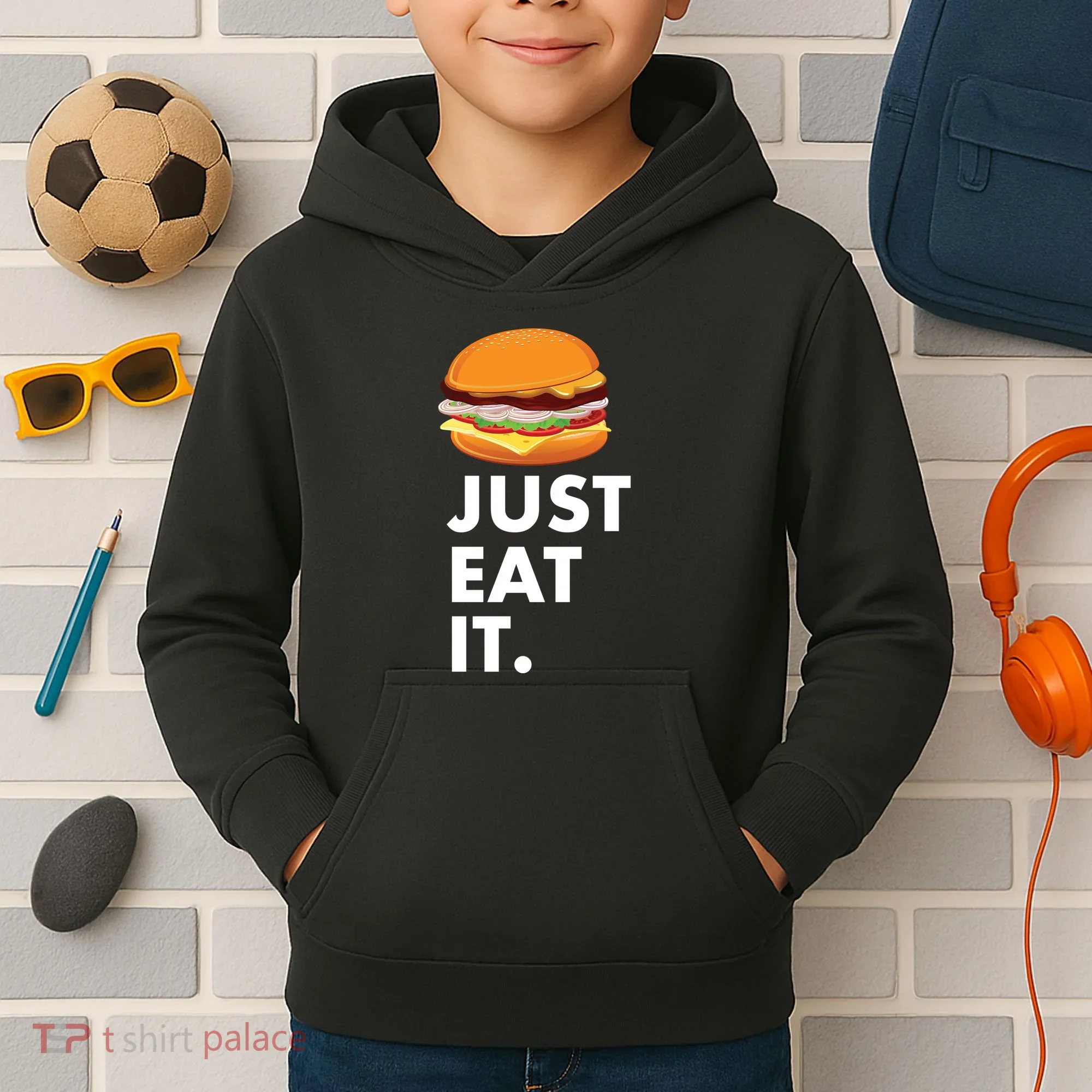 Just Eat It Hamburger Lover  Kids Hoodie