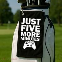 Just Five More Minutes Funny Video Game Golf Towel thumb 2