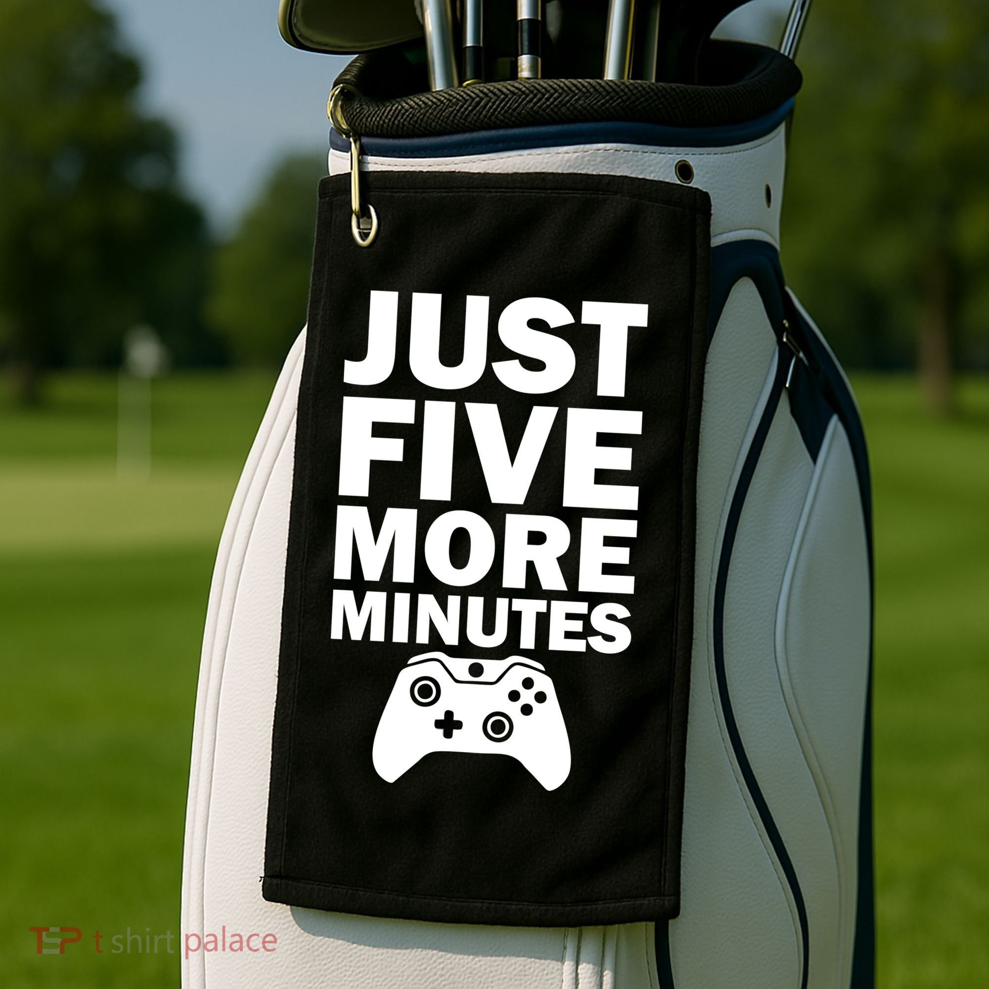 Just Five More Minutes Funny Video Game Golf Towel
